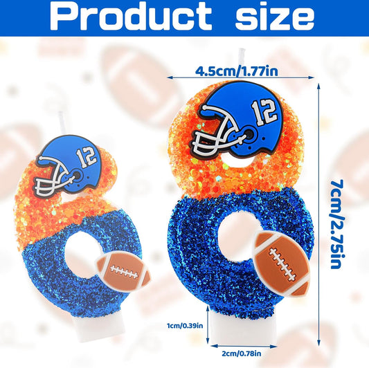 Football Birthday Candles Numeral 8 Candles Cake Topper Decorations Football Birthday Cake Decorations for Boys Girls Kids Party Supplies