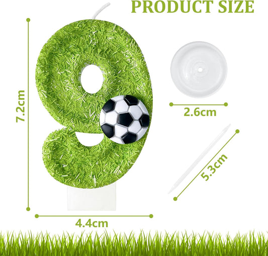 9th Birthday Candles，Soccer Birthday Decorations，Suitable for Girl and boy Cake Toppers, Wedding Cakes, Anniversaries, Party Celebrations, Birthday Decorations