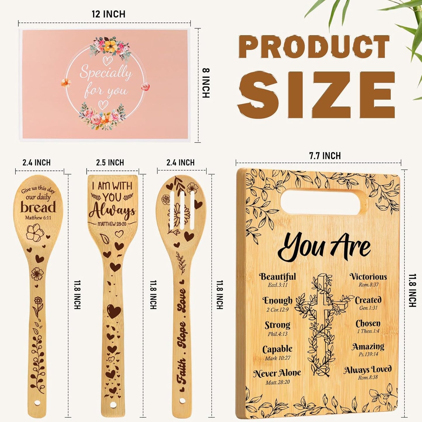Christian Gifts for Women Birthday Christmas, Inspirational Religious Gifts for Friend Sister Mom Christian Cutting Board Set with Prayers, Religious Spiritual Birthday Gift for Her Women - You Are