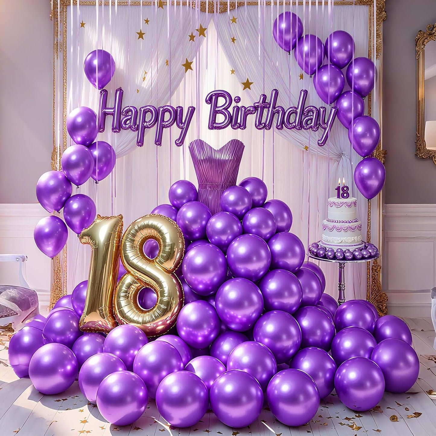 Metallic Purple Balloons 100 Pack 12 Inch Chrome Purple Latex Balloon for Wedding Graduation Halloween Birthday Party Decorations
