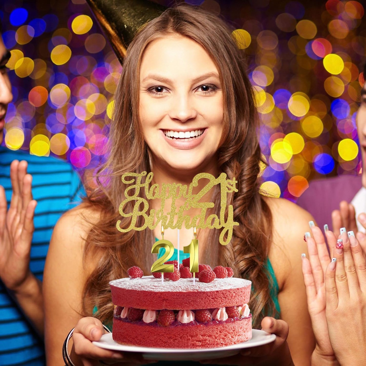 Happy 21st Birthday Cake Topper, 21 Birthday Candles, 21 Cake Topper, Number 21 Candles, Happy 21st Birthday Cake Decorations for 21 Birthda y Decorations (21)