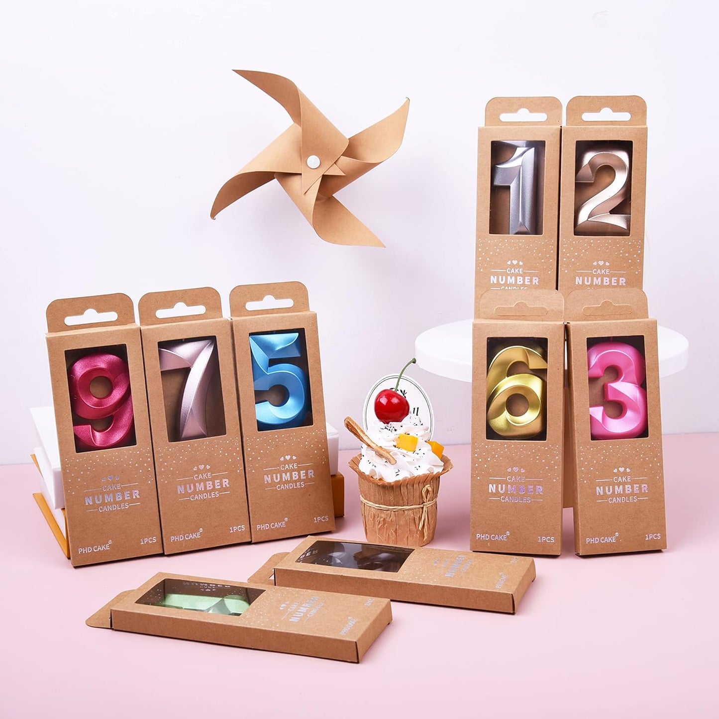 PHD CAKE 2.76 Inch Diamond Rose Gold 1 Number Birthday Candles, Rose Gold Number Candles, Cake Number Candles, Party Celebration