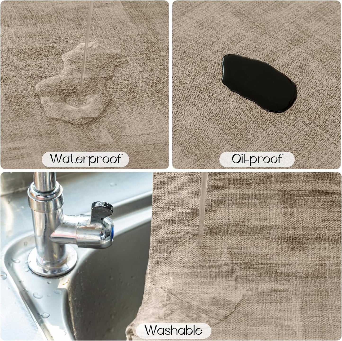 Romanstile Reversible Vinyl Placemats Set of 6, Faux Leather 100% Waterproof Oil-Proof Wipeable Place Mats, Heat Resistant Dual Sided Table Mats for Kitchen/Dining/Party (Grey Khaki, 12 x 17 Inch)