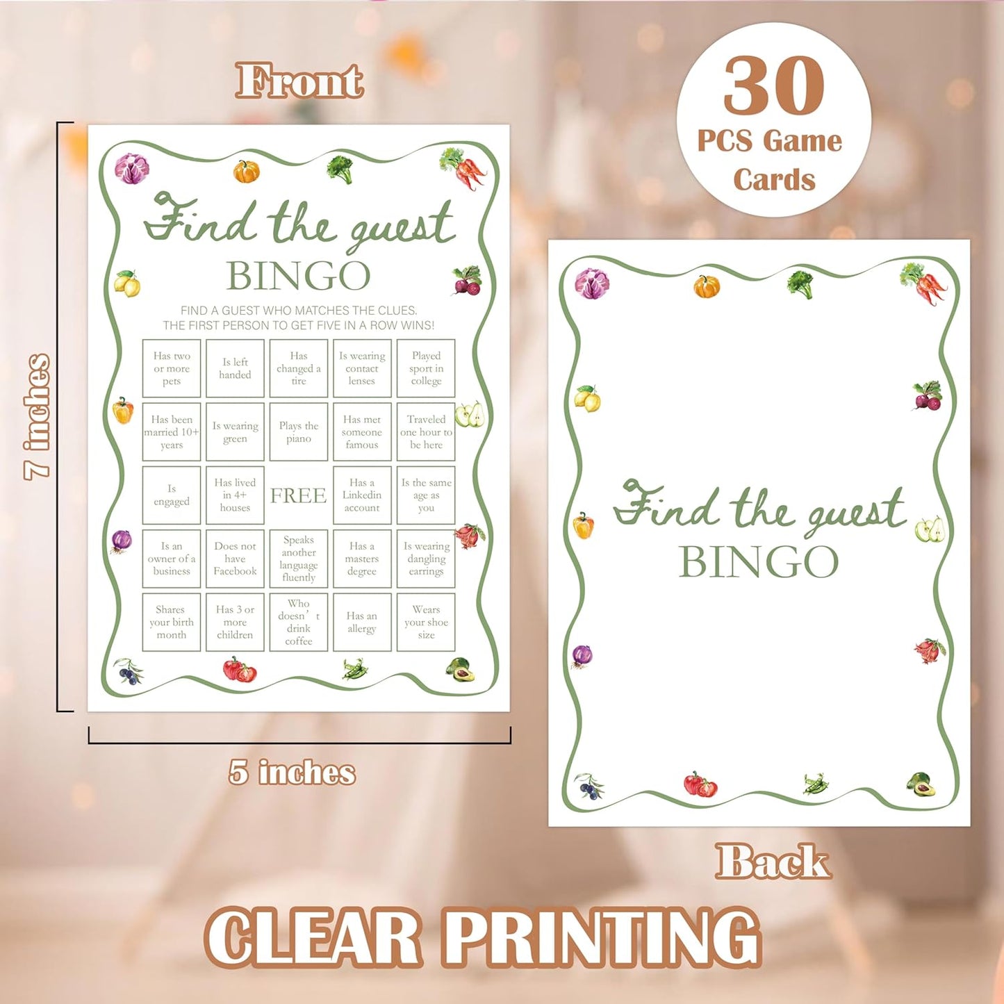 Locally Grown Baby Shower Games, Farmers Market Find The Guest Bingo Game for 30 Guests with Game Cards, Gender Reveal, Baby Shower Supplies & Decorations (DV40)