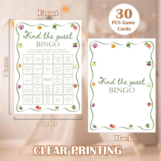 Locally Grown Baby Shower Games, Farmers Market Find The Guest Bingo Game for 30 Guests with Game Cards, Gender Reveal, Baby Shower Supplies & Decorations (DV40)