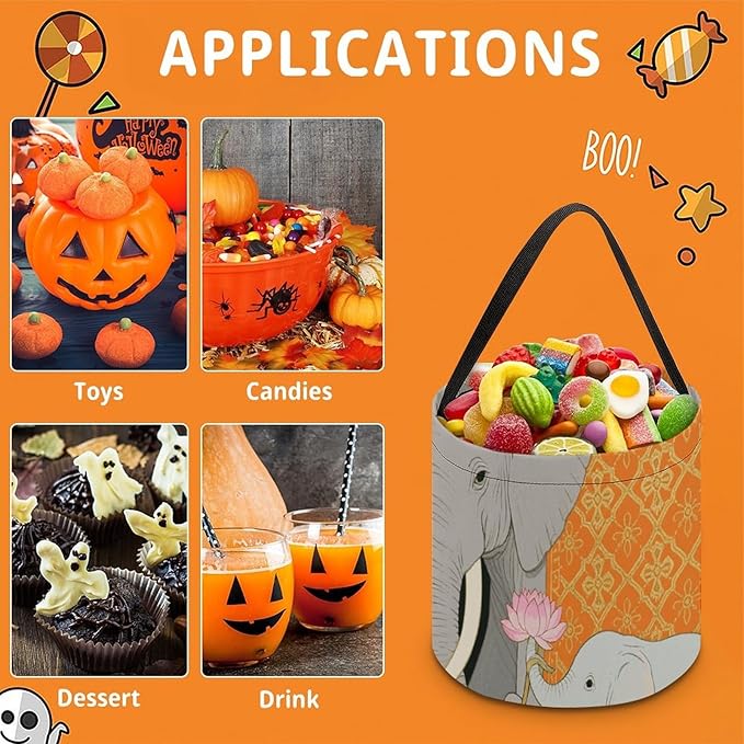 Halloween Candy Bucket - Elephant And Young Elephant Trick Or Treat Candy Bag, Gift Bag for Party Favor Supplies