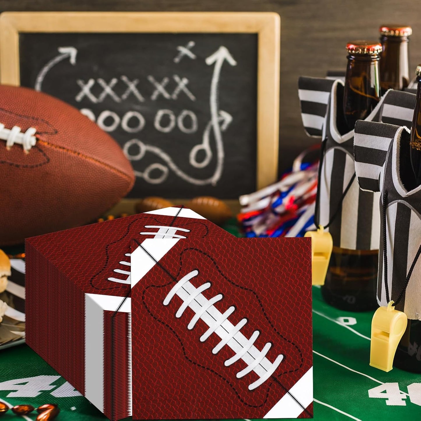 100 Pcs Football Themed Party Decorations Football Napkins Disposable 4 Designs Sports Party Supplies for Sports Game Events Supplies Birthday Tailgate Decorations