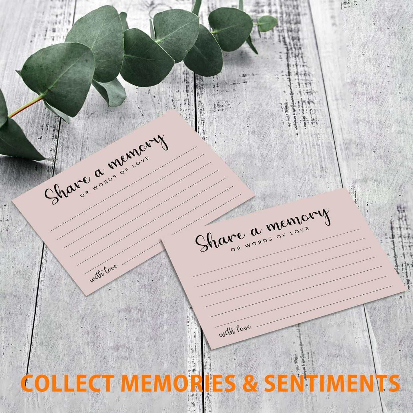 Share a Memory Cards for Celebration of Life, Graduation, Retirement, Birthdays, Guest Book Ideas, Funeral Sign In Book For Memorial Service, 4x6 Inches Set of 50 Pcs(Gray Pink) -A11