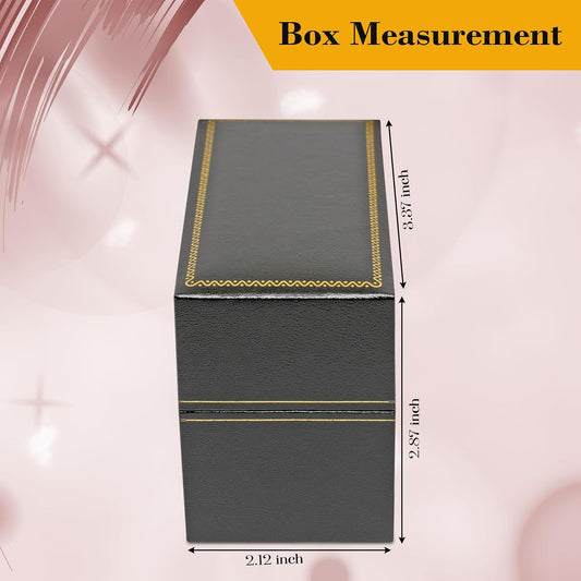 Novel Box Black Jewelry Box for Bangle/Watch 2.12x3.37x2.87 Inch - Watch/Bangles Gift Boxes with Gold Trim - Faux Leatherette Bangle/Watches Storage Case - Gift Presentation Cases for Bangle/Watch