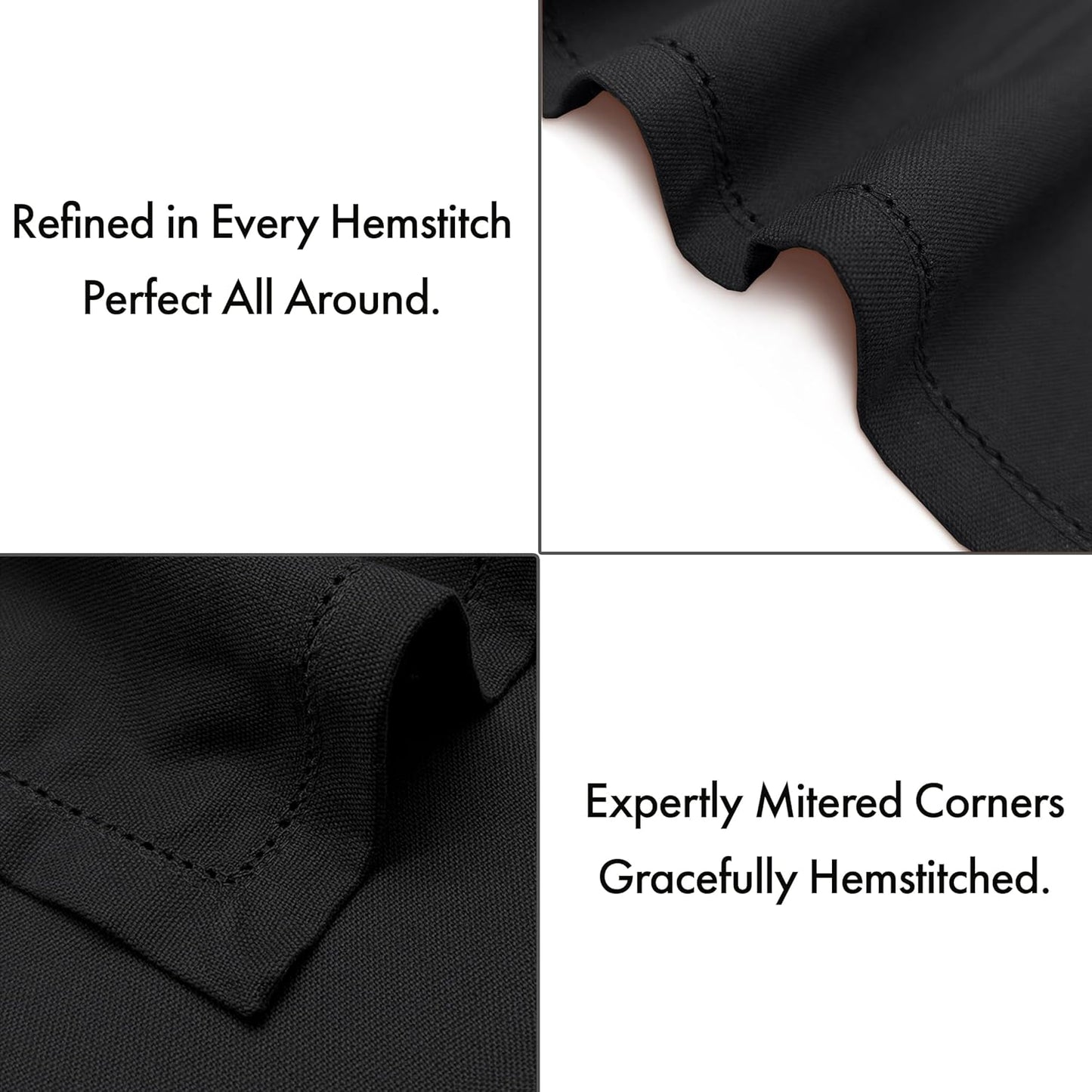 Ruvanti Cloth Napkins - 100% Cotton Dinner Napkins, Hem Stitched Corners, 18x18 Inch, 12 Pack - Soft, Absorbent, Durable, Reusable, Wrinkle Resistant for Formal Dining & Everyday Use - Black Beauty