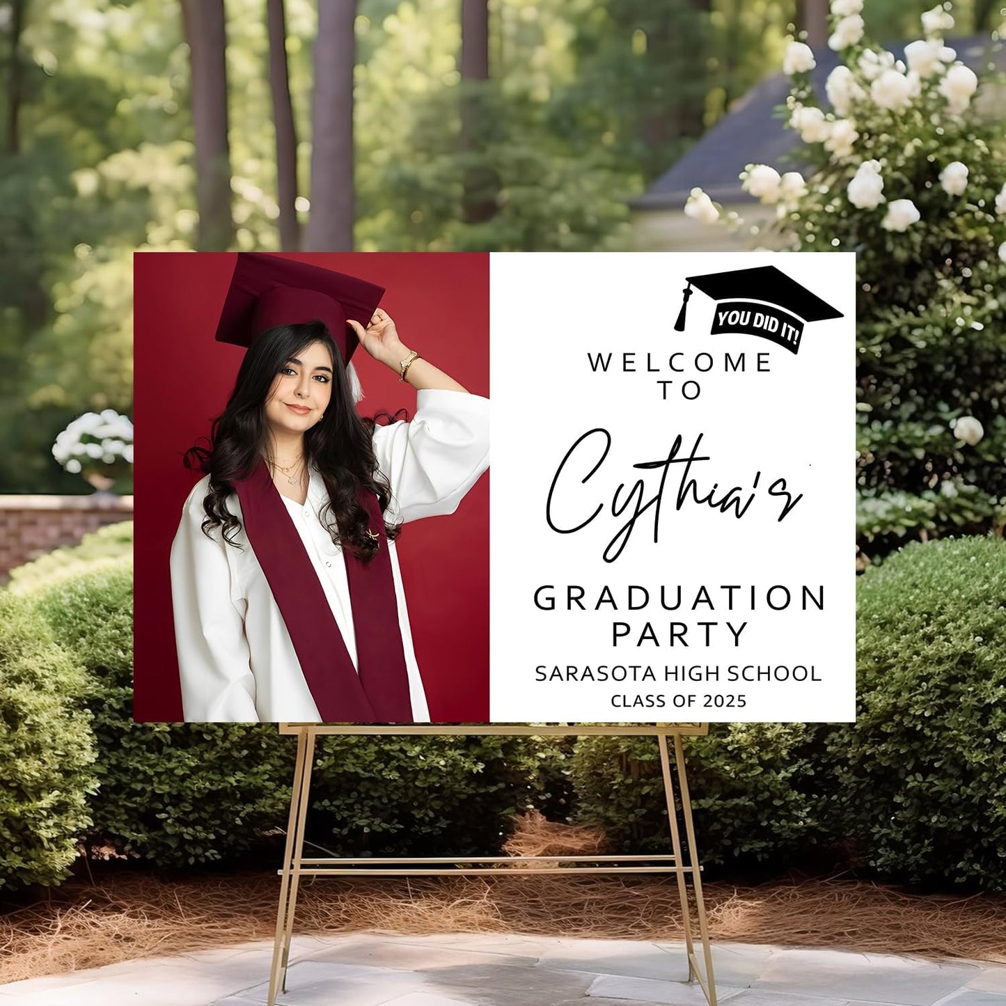 Personalized Class of 2025 Graduation Yard Sign, Graduation with photo Welcome Sign, Photo Graduation Sign, Graduation Party Sign, Minimalist Graduation Welcome Sign, Graduation Decorations