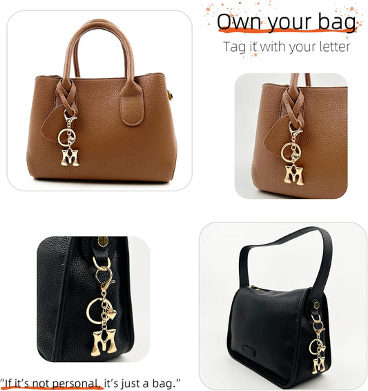 Gold Bubble Heart Initial Bag Charms for Handbags – Cute Initial Letter Keychain for Women, Purse Charms, Gold Gift