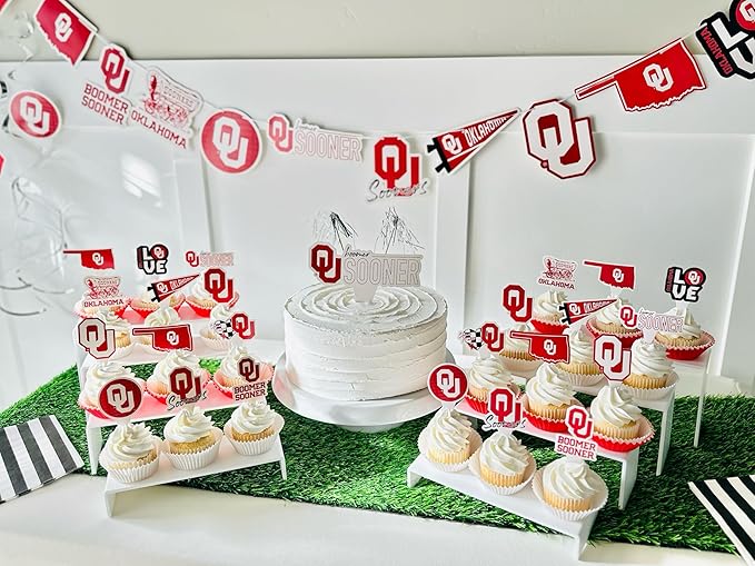 University of Oklahoma Party Supplies for Football, Birthday Gift, Graduation Party Banner and Cake Toppers (42 Pieces) (Oklahoma Sooners)
