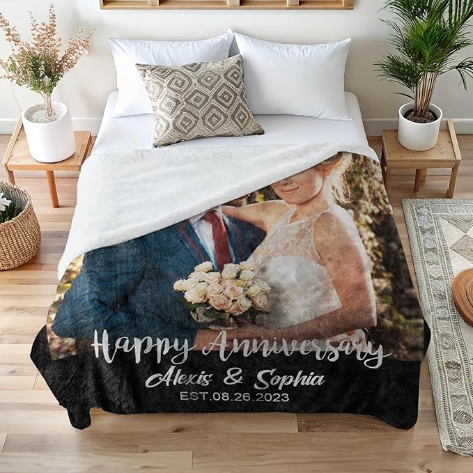 Ships Next Day Custom Blanket with Picture Personalized to My Wife Photo Blanket Customized Wedding Valentines Day Gift for Couple Girlfriend Boyfriend Her Him Husband Wife