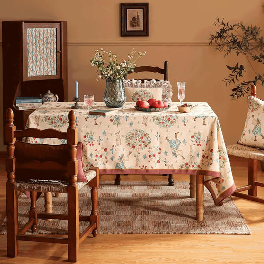 patdrea Designer Beige Tablecloth for Rectangle Table,Italian Linen Trees Pattern Extra Long Tablecloths,Decor Table Cover for Kitchen Dining Christmas,Thanksgiving,Tea Party,63"x110"-Tatiana a
