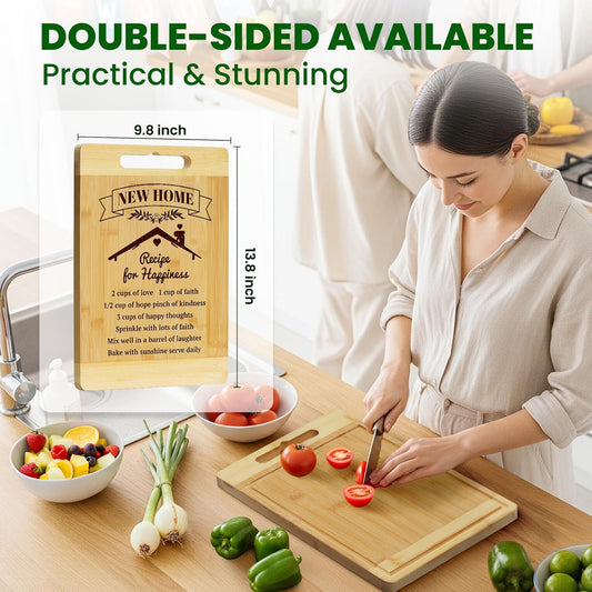 Kikcoin House Warming Gifts New Home - Bamboo Cutting Boards for Kitchen, Housewarming Gifts New Home Gift Idea for Women Men Homeowner, House Essentials for New Home, Large Cutting Board 13.8" X 9.8"