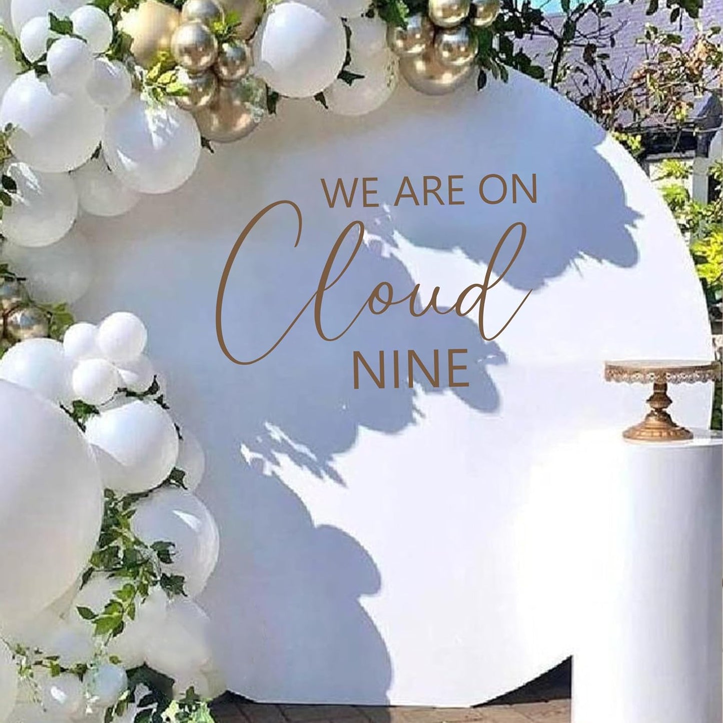 We are On Cloud Nine Wall Decal - Baby Shower Decor, Bride to Be Party Supplies, Bachelorette Party Decorations, Bridal Shower, Engagement Photobooth Backdrop (On Cloud 9 Sticker)