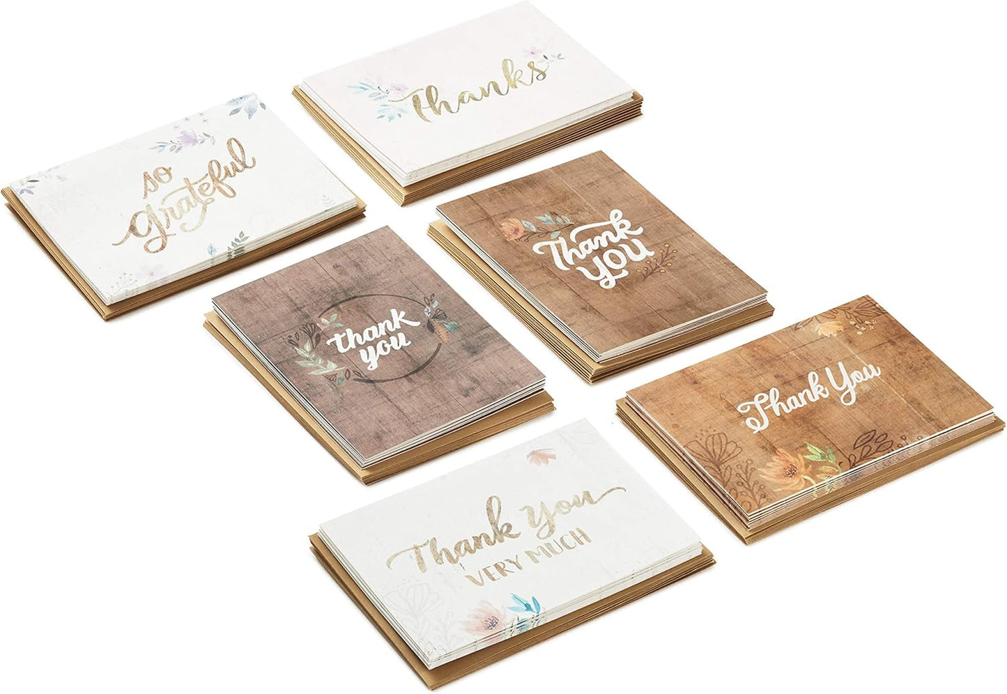 Hallmark Thank You Cards Assortment, Rustic Flowers (48 Thank You Notes with Envelopes)