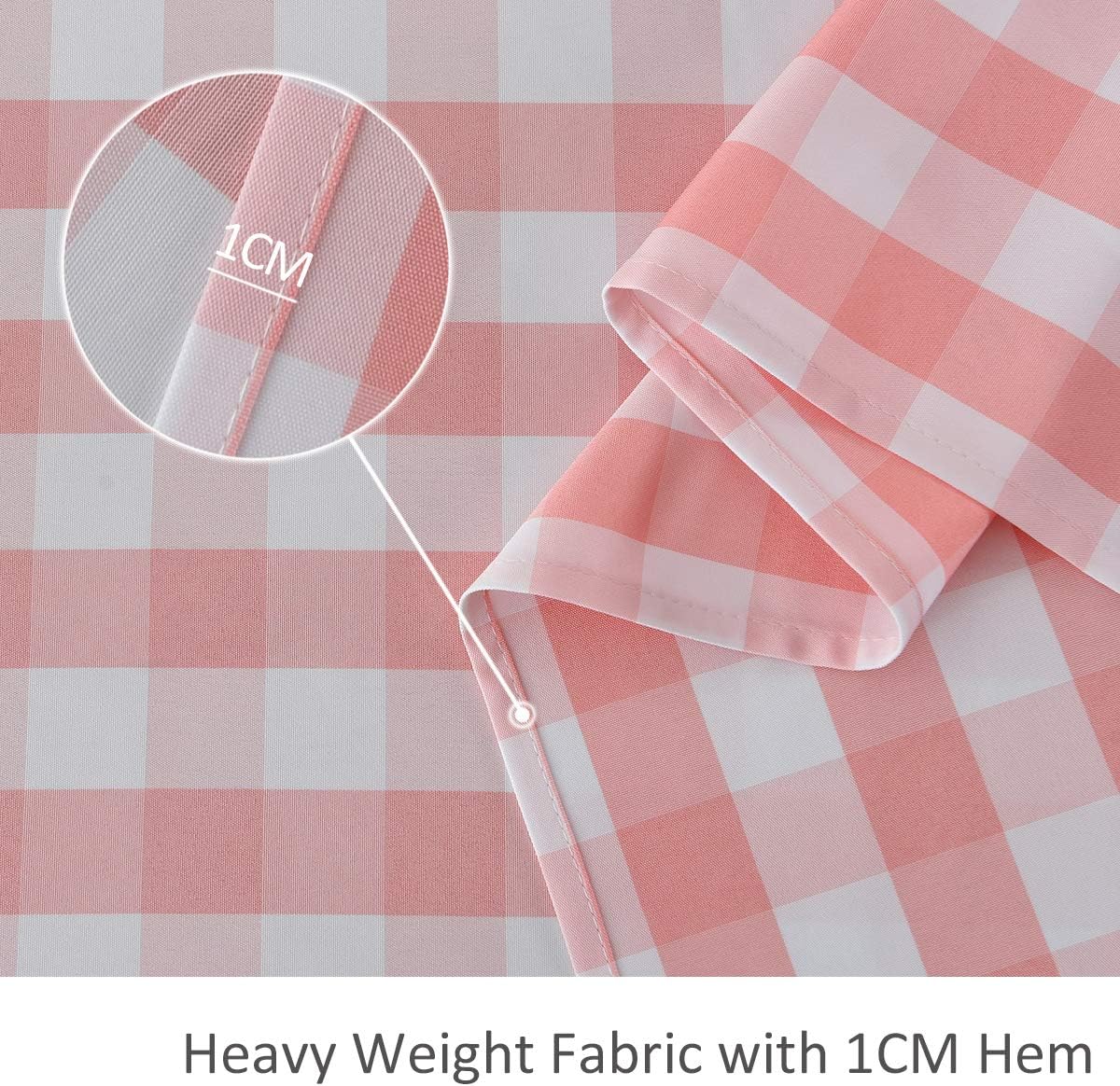 maxmill Square Checkered Tablecloth Water Resistance Antiwrinkle Spillproof Heavy Weight Gingham Table Cloth Buffalo Plaid for Buffet Banquet Parties Event Holiday Dinner 70 x 70 Inch Pink and White