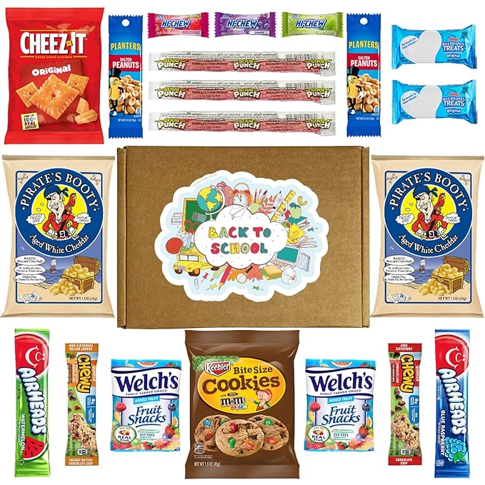 Hangry Kits Back to School Snack Box – 20-Piece Assorted Snack Care Package for Students – School Essentials for Dorm Life, Studying, Exams, or Gifts – Sweet & Savoury Variety Pack (Back to School 1)
