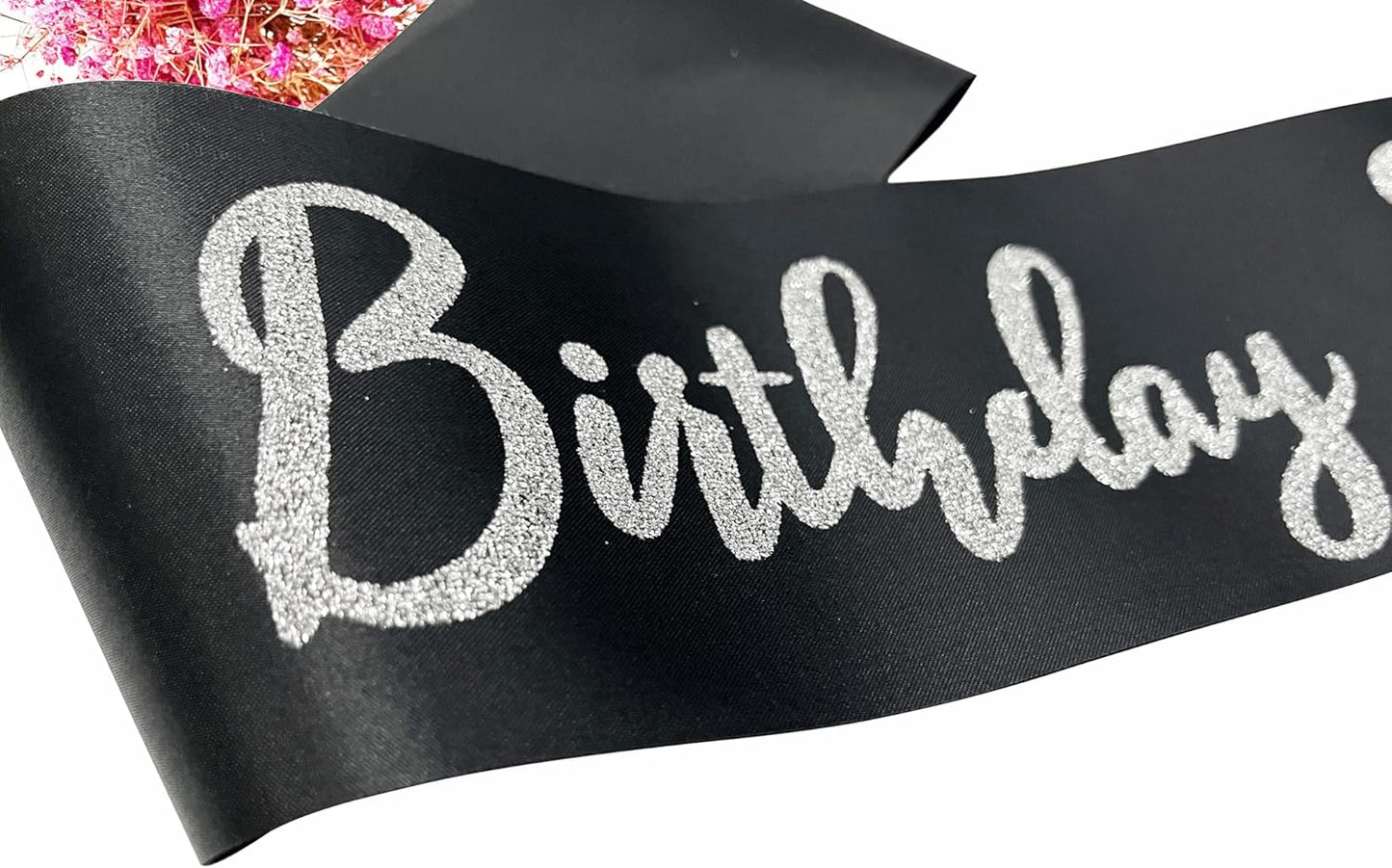 Birthday Squad Sash, 6 Pieces Black with Silver Glitter Letter Birthday Gift Sashes Set for Women Funny Party Favors Decorations for 13th 16th 18th 21st 25th 30th 40th 50th or Other Bday