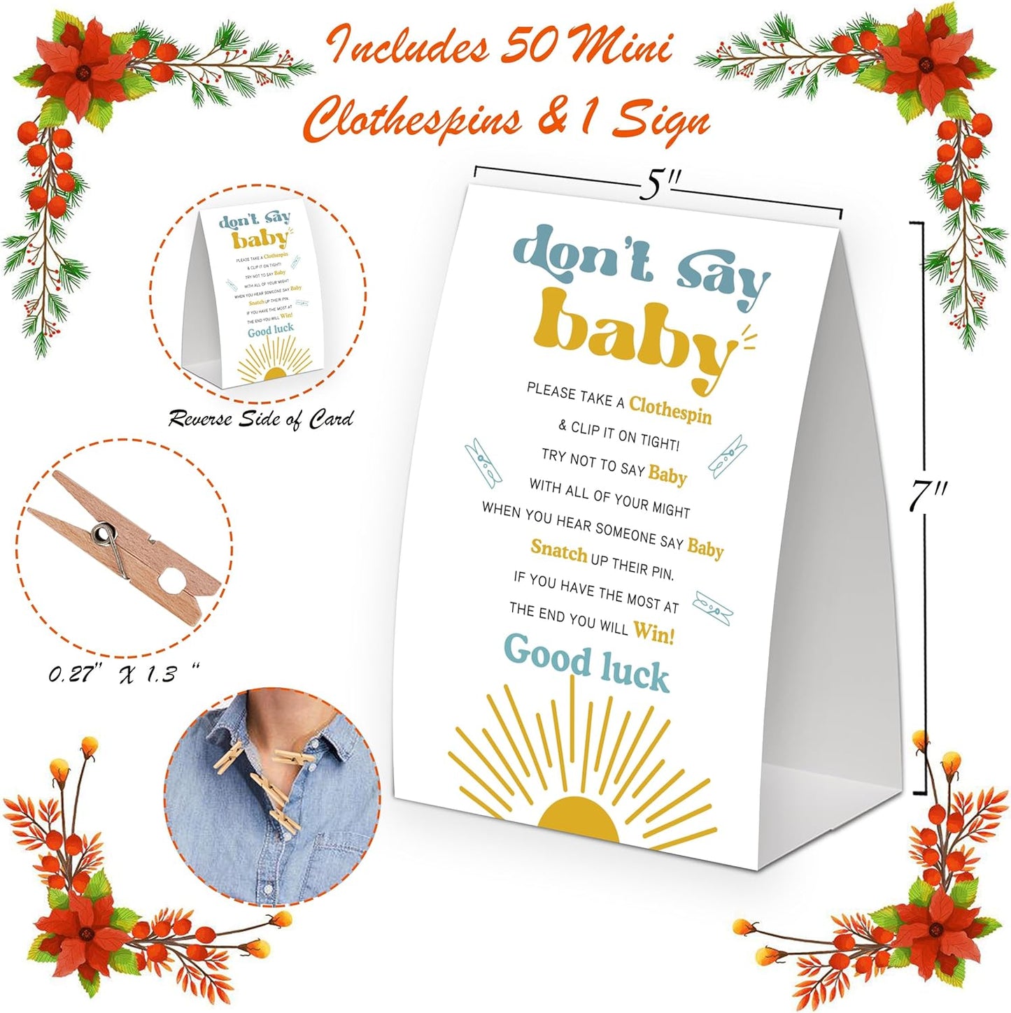 Sunshine Shower Decorations,Don't Say Baby Baby Shower Game,Gender Neutral Baby Shower Decorations,Small Clothespin Game,Baby Shower Ideas,Baby Shower Games 50 Guest,Fall Party Games