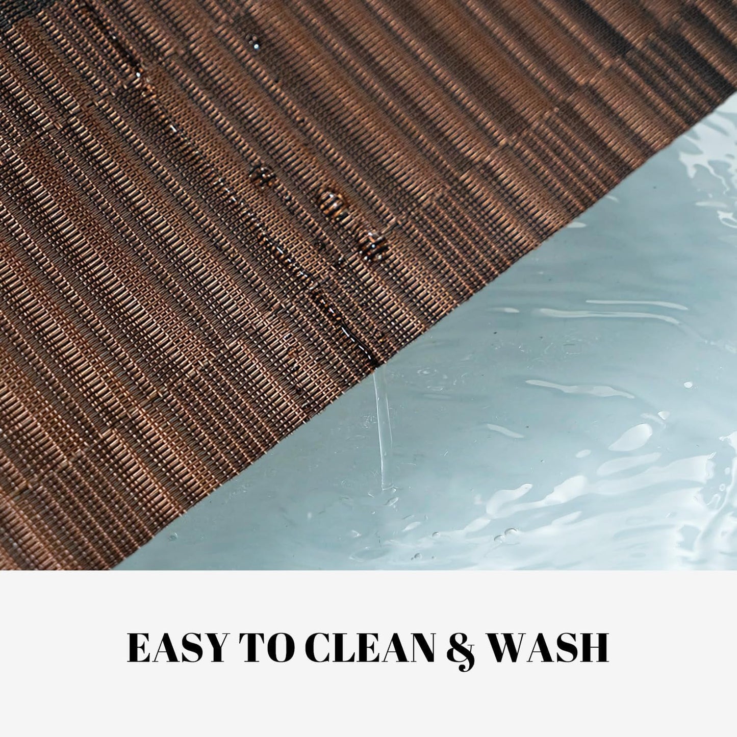Placemats Set of 6 Vinyl/Plastic Woven Place Mats for Kitchen Table Indoor/Outdoor Washable Placemat Wipeable Dining Table Mats (Ombre Brown Black,6)