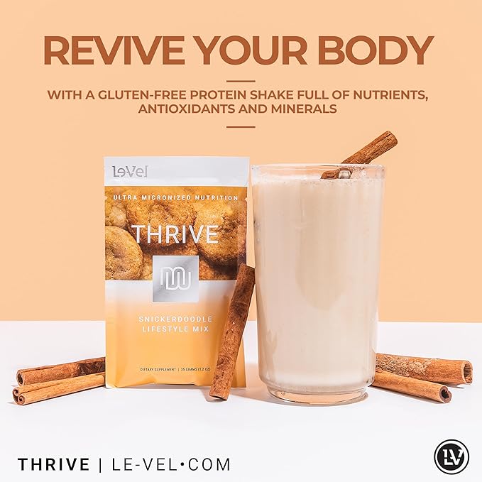 Thrive Protein Shake | 16 Packets (35g Each) | Gluten-Free, Pea Protein, Probiotics, Fiber & Digestive Enzymes | Supports Lean Muscle (16 Packets (Single Servings), Snickerdoodle)