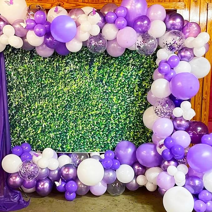 Lavender Purple Balloons, 60 Pcs 12inch Metallic Balloons Lavender Lilac Confetti Balloons with Purple Ribbons Set for Birthday Bridal Shower Wedding Party Decorations