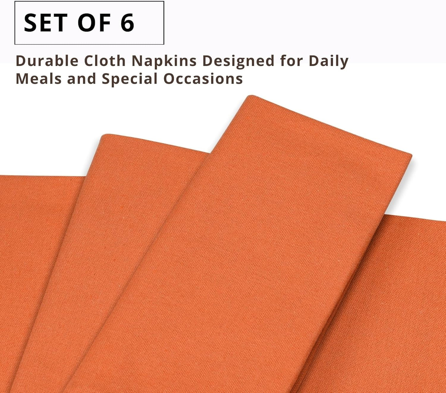 PurpleEssences Set of 6 Cloth Dinner Napkins 100% Cotton 18x18 Inch - Soft Durable Washable - Ideal for Farmhouse Party Fall Thanksgiving - Perfect Everyday Use Table Linen - Orange