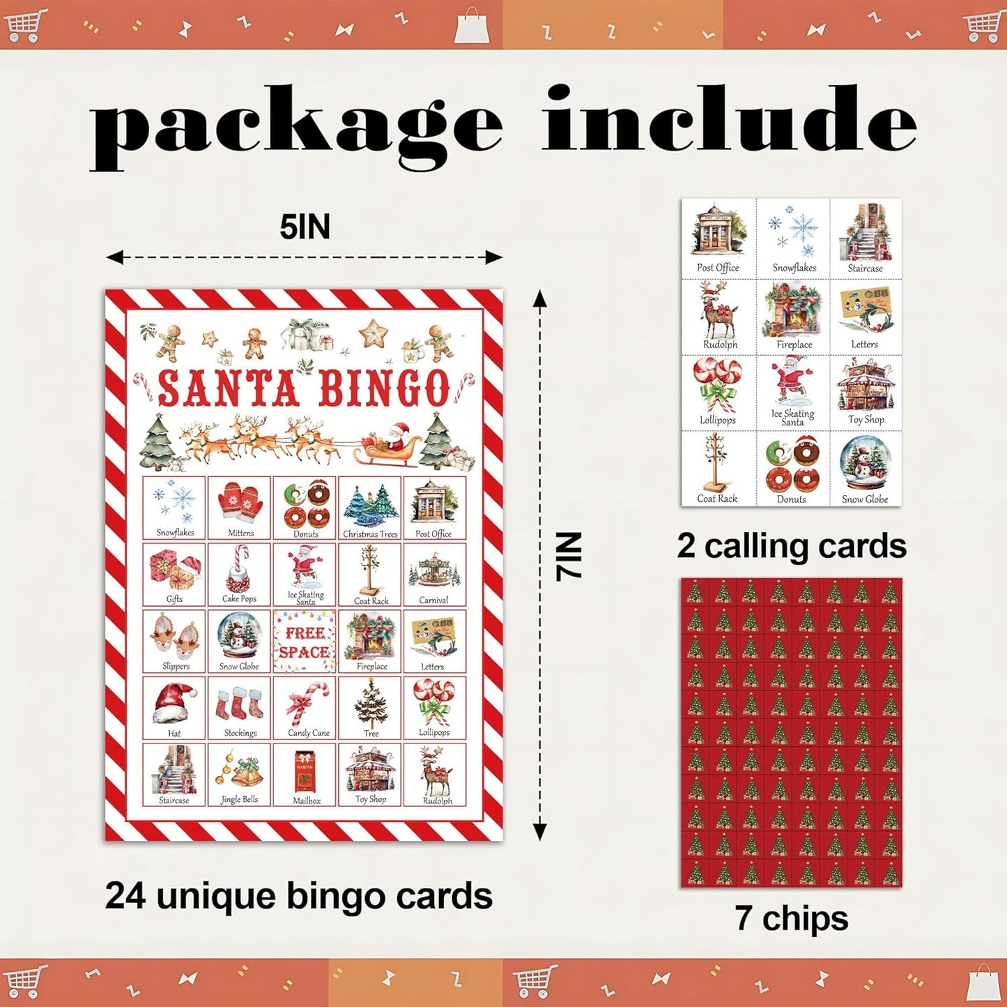 Christmas Party Bingo Game Cards, Santa Bingo Set for Adults Large Group, Winter Holiday Fun Party Games, Xmas Activities Icebreaker Games, for Family Friends, 03
