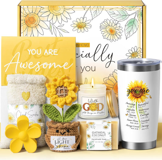 Christian Gifts for Women Faith, Religious Inspirational Gifts for Catholic Women, Sunflower Spiritual Faith Based Gift Christmas Birthday Gift for Womens Mom Sister Best Friends Grandma Wife Coworker