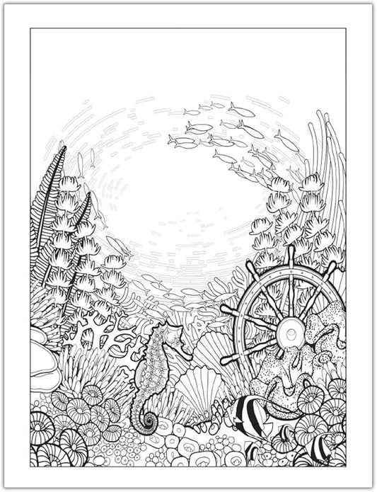 ZOCO Oceans Coloring Book Bundles – 10 Bulk Pack with Pencils – Mindfulness Gifts for Adults, Seniors, Teens, Kids – Great for Wellness Programs, Group Activities & Assisted Living
