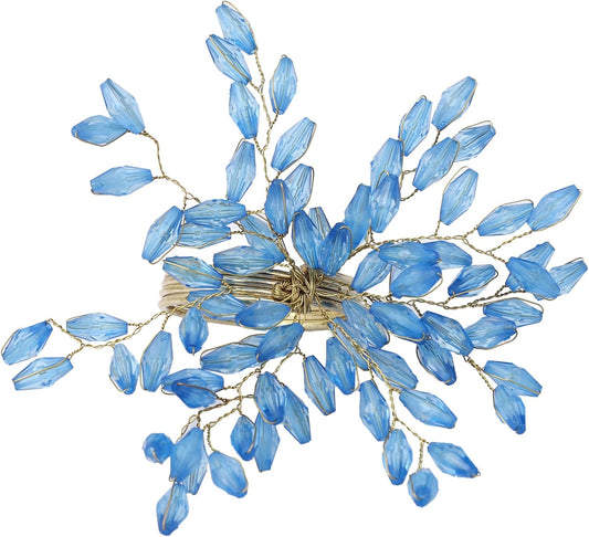 Napkin Rings Set of 12 for Dining Table Decoration Parties Everyday Metal Napkin Holder Leaf Turquoise (Pack of 12)