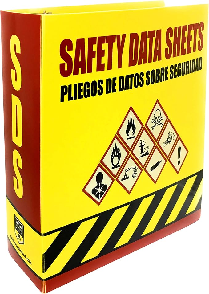 SDS Binder, Heavy Duty 3 Ring Binder 3 Inch, English Spanish Bilingual, 600 Safety Data Sheets Capacity