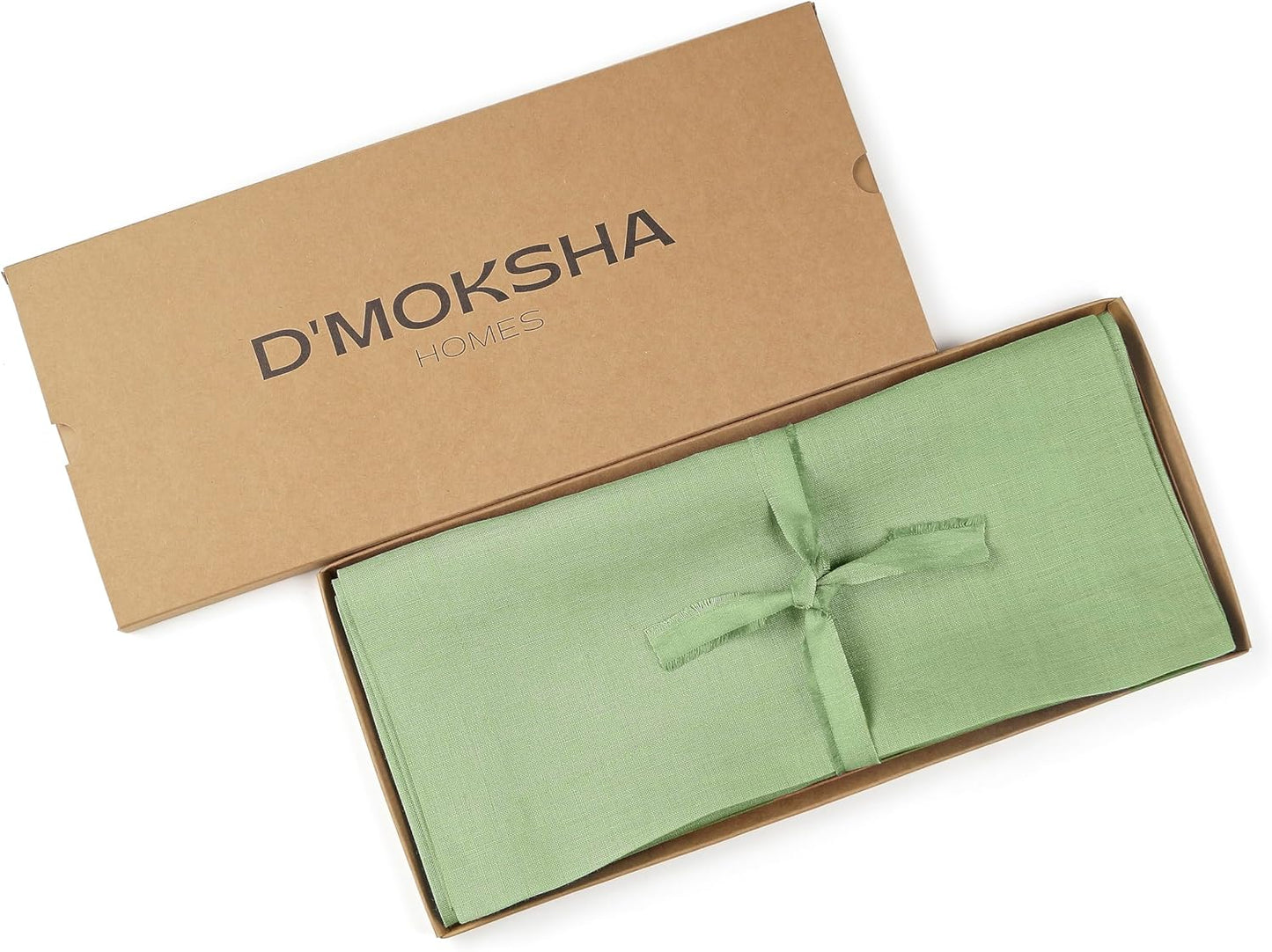 D'Moksha Homes Linen Sage Green Table Runner 84 Inches Long - 100% Pure Linen 14 x 84 Inch Table Runner for Dining, Fall, Autumn and Halloween - Machine Washable