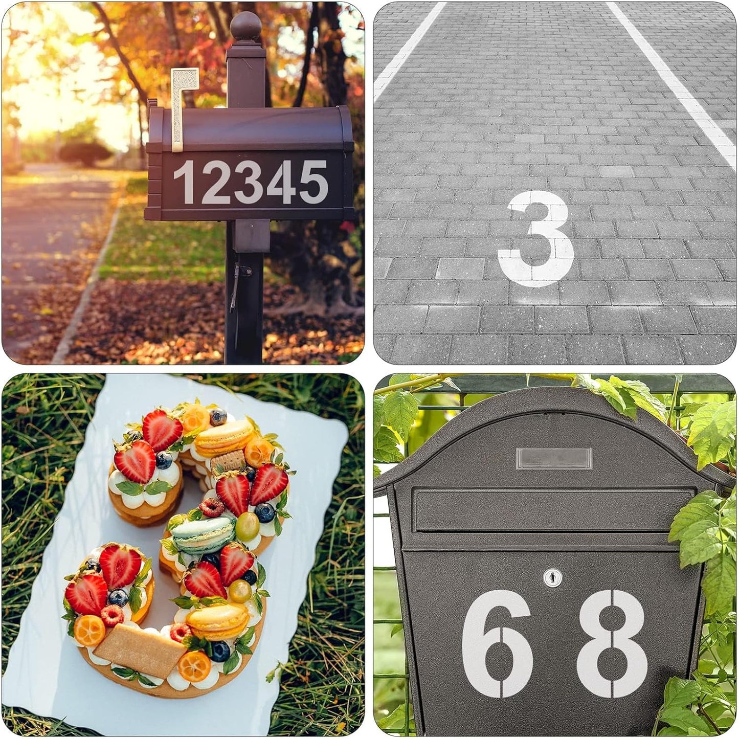 4 Inch Number Stencils Set Plastic Number Stencil Reusable Digital Templates for Cake Stencil Address Painting Stencils Templates