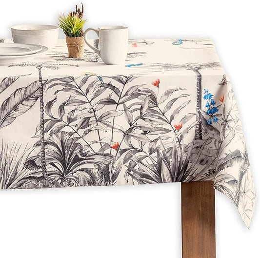 Maison d' Hermine Table Cloth Rectangle Table 100% Cotton 70 x 90 Inches Fall Tablecloth Reusable Everyday Use for Thanksgiving Christmas Decorations Dining Farmhouse Party (Amazonia)