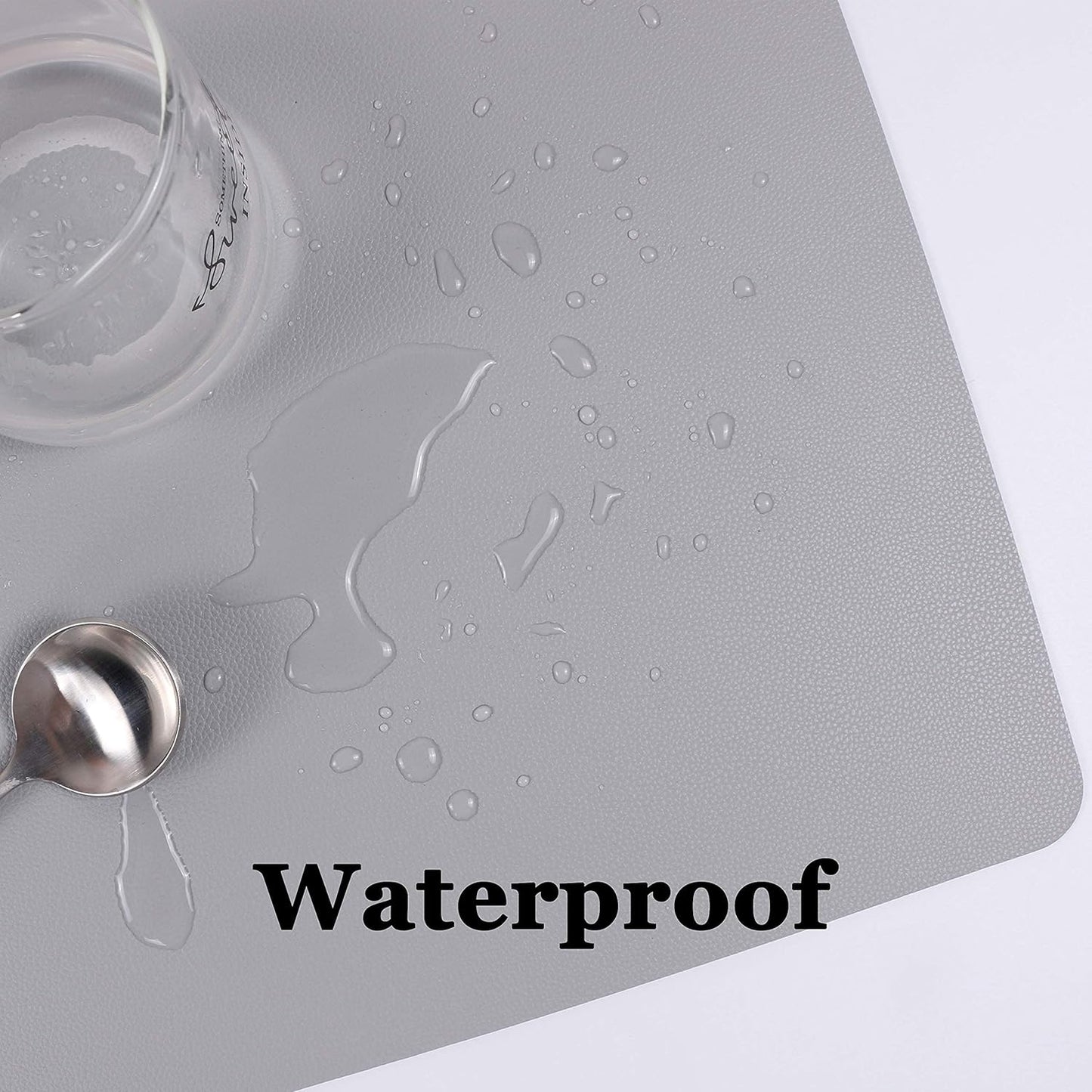 Wipeable Placemats Leather Table Mats Waterproof Heat-Resistant Easy to Clean for Dining Table Set Kitchen Table (4, Slate Grey)