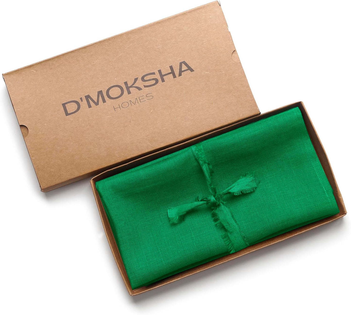 D'Moksha Homes Kelly Green Linen Napkins 18 x 18 Inch - 100% Pure Linen Cloth Washable Dinner Napkins Set of 4 for Fall, Autumn and Halloween