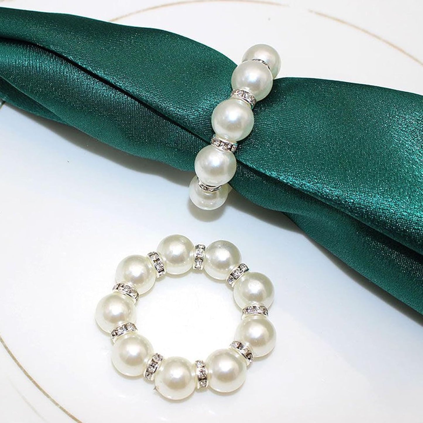 100 Pcs White Disposable Napkin Rings,Imitation Pearl Ring Napkin Holder Delicate White Beaded Serviette Buckles for Wedding Party Dinner Table Decor and Daily Use（100 pcs）