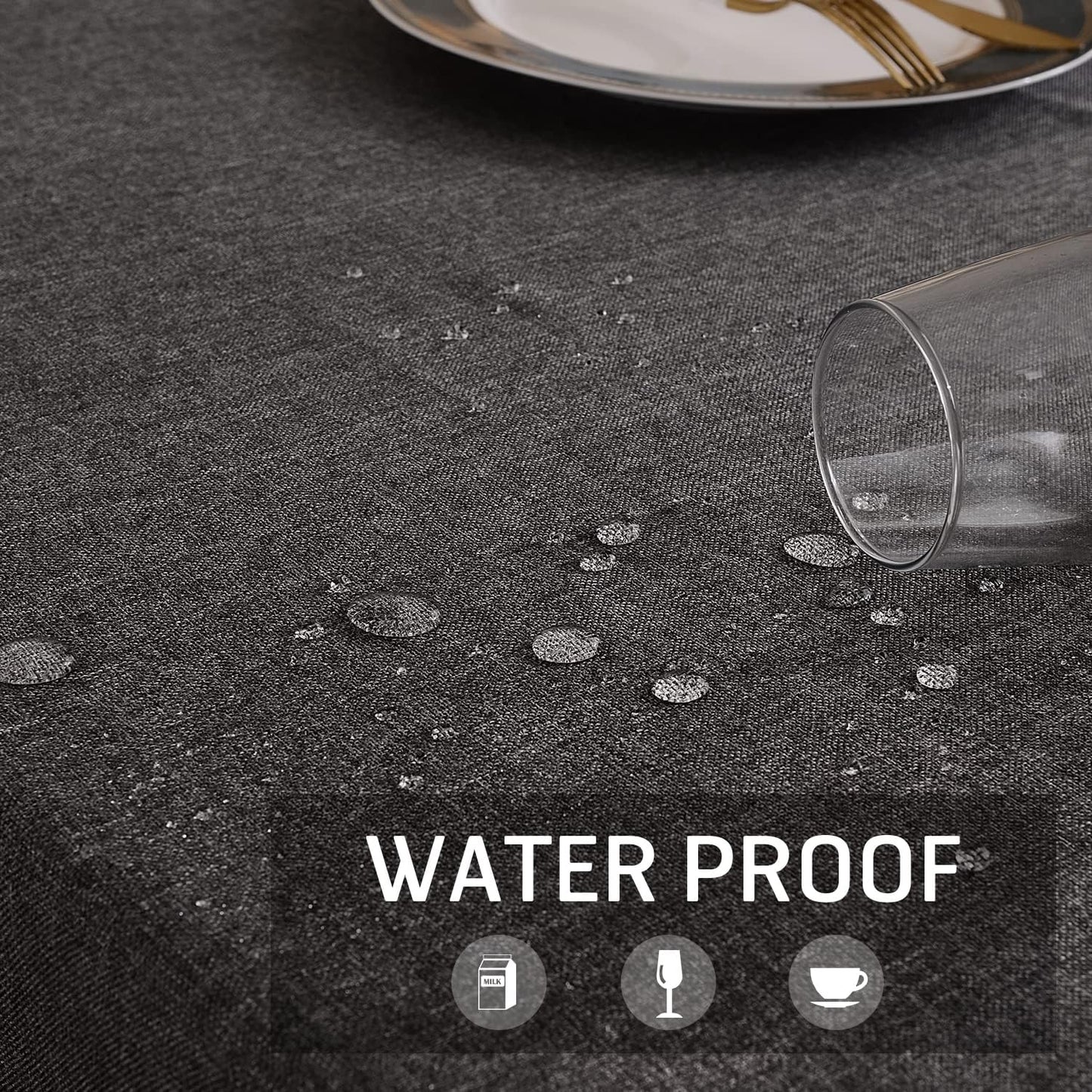 SEASHORE TREE Square Tablecloth Linen Textured Table Cloths 55 x 55 Inch Waterproof Spill-Proof Wipeable Wrinkle Free Dining Table Cover for Buffet Party Wedding Outdoor and Indoor Use, Gray
