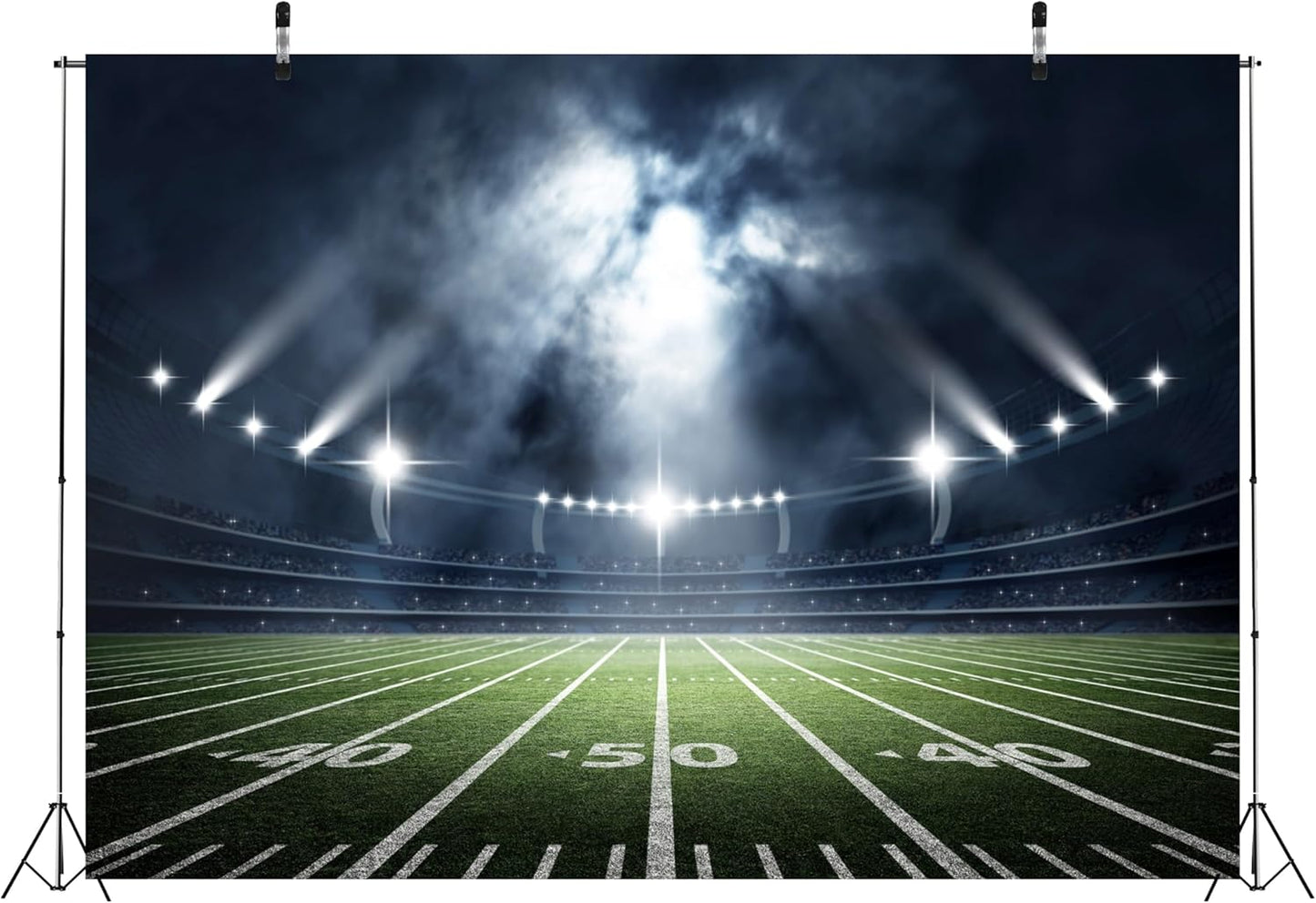 BELECO 20x10ft Fabric Football Field Backdrop Sports Stadium Auditorium Light Sport Background Football Theme Party Decorations Newborn Birthday Kids Adults Photo Booth Shooting Studio Props