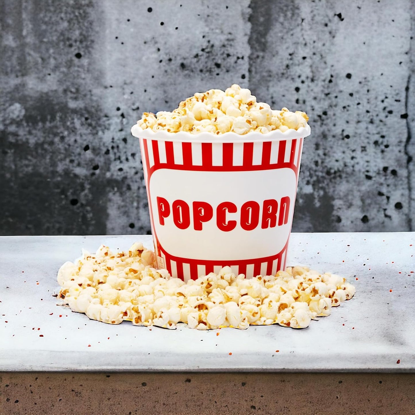Modern Style Reusable Plastic Popcorn Box/Popcorn Containers/Popcorn Bowls Set for Movie Theater Night - (BPA Free - 4 Pack - 75 oz) (Popcorn Mix E)