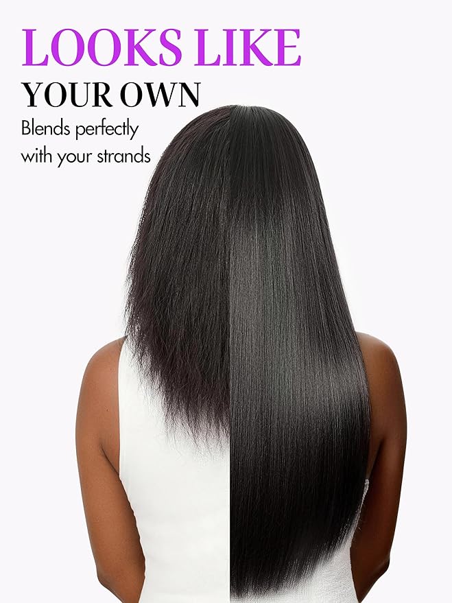 LUVME Silky Straight Seamless 150g 7Pcs Clip in Hair Extensions, Full Volume with 22 Inch Natural Black, 100% Real Soft Remy Human Hair, Adds Fuller Hair for Daily Wear & Special Occasions