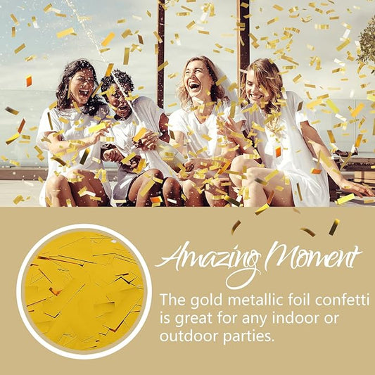 BATTIFE Confetti Wands, 7.8inch Confetti Shoot Poppers, Tissue Paper Flick Flutter Sticks for Wedding Celebrations, Anniversary, Birthday Parties, Gold (8Pack)