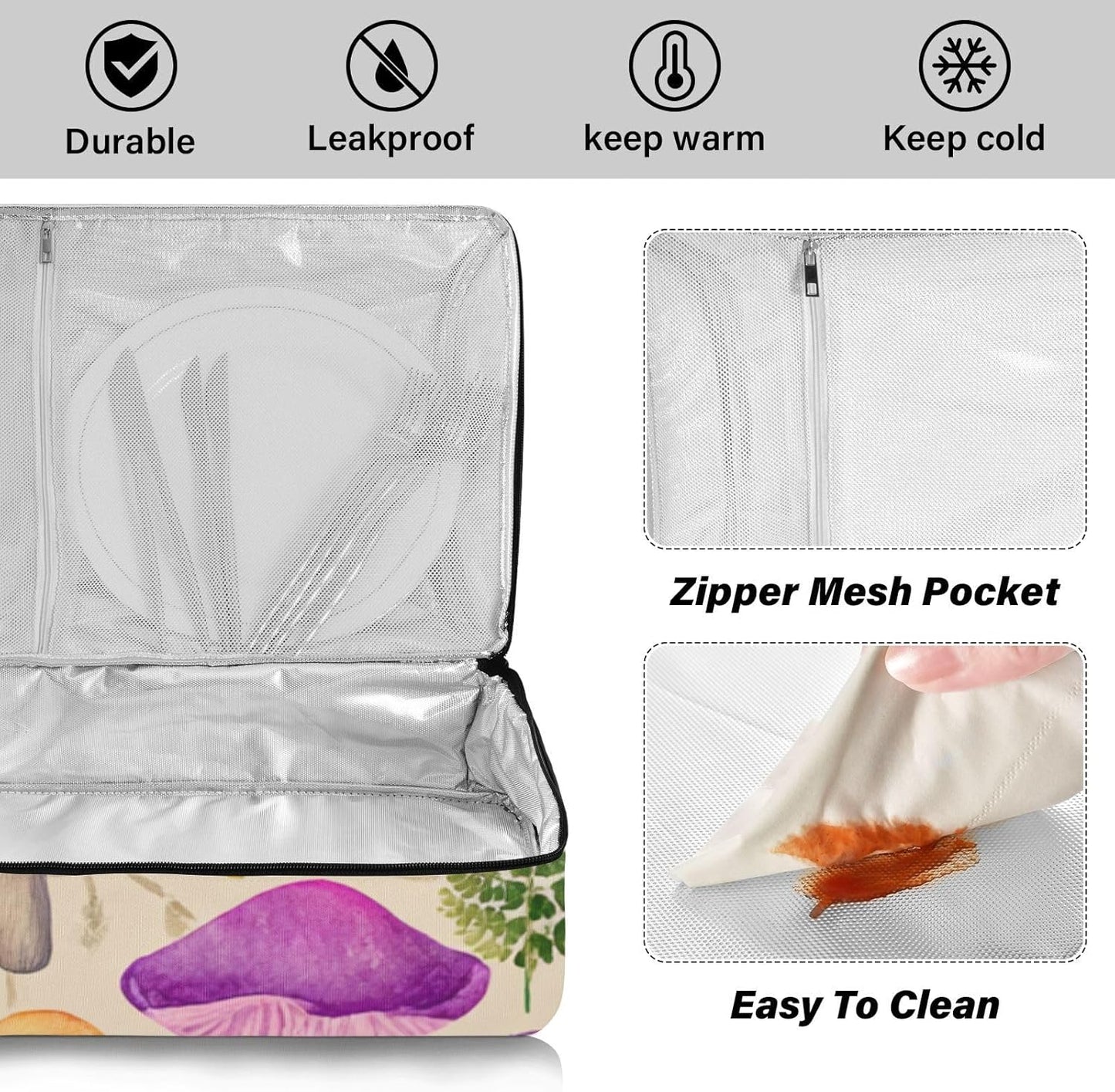 Casserole Carriers for Hot or Cold Food Reusable Casserole Dish Carrier Insulated Thermal Large Capacity Durable Perfect for Party Camping Family Gatherings Yellow Fish