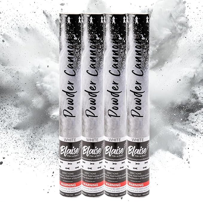 Blaise Pyro & Party - Purple Powder Poppers - Water-Soluble & Colorful Powder Cannons for Gender Reveals, Birthdays, Weddings & Celebrations - Easy to Use for Memorable Photos - 16-Inch, 4-Pack