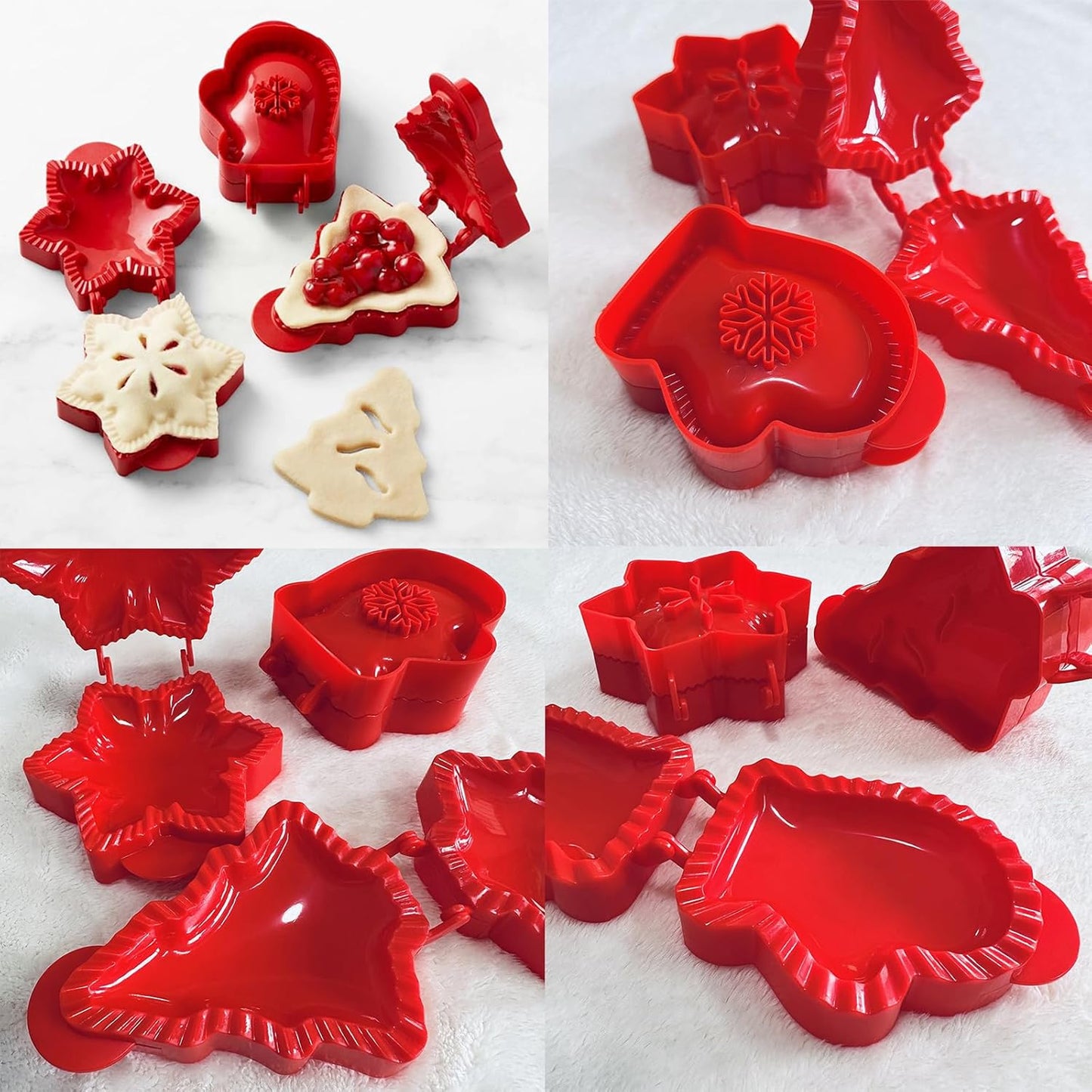 Holiday Mini Pie Mold, Hand Pie Press Molds Maker for Christmas Party Potluck Baking, Dough Presser Pies Molds for Fall, Thanksgiving & Christmas Festivals (6 Pcs-B)