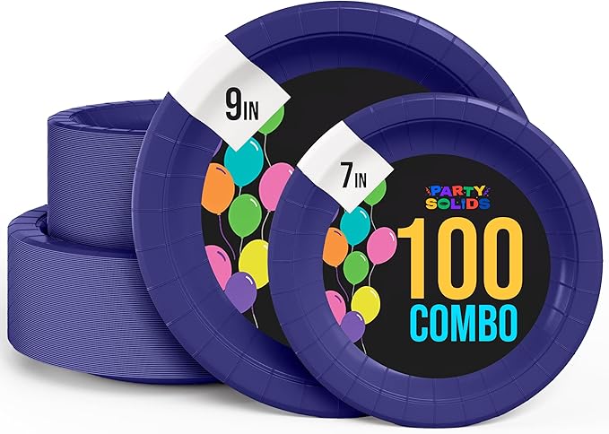 Exquisite Navy Paper Plates Disposable Heavy Duty 100 Pcs - 50-7" & 50-9" Navy Disposable Plates For Party Heavy Duty Paper Plate 350 GSM Birthday Party Supplies Plate Set